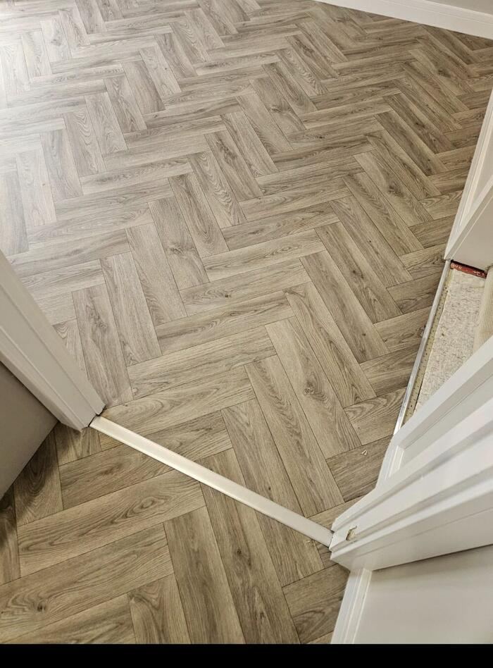 Herringbone vinyl flooring fitted by BDL Carpets & Vinyl in Sheffield